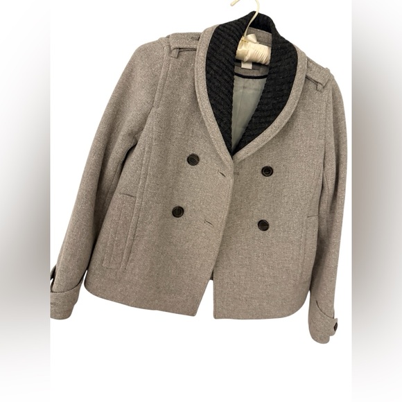 J.Crew Stadium Cloth Wool Coat Gray Double Breasted 2 - Picture 9 of 10